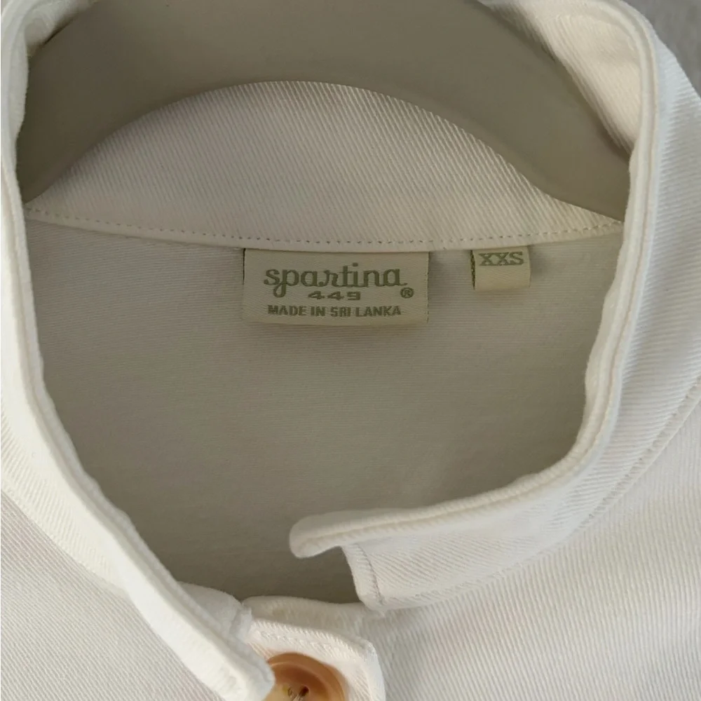 Spartina 449 Ivana Lace-Up Utility Jacket Pearl White Stretch Cotton XXS
